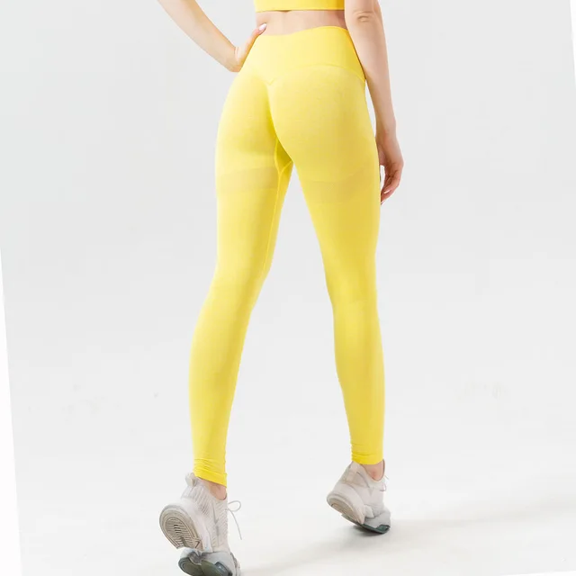 Bubble Butt Push Up Fitness Legging Slim High Waist Fitness Legging Yellow - Shop at LoveMi