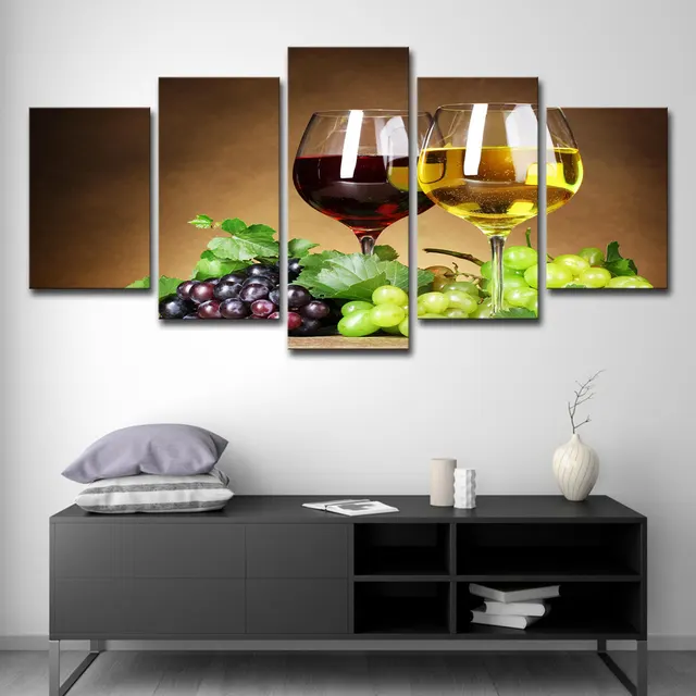 Wine Cellar Hotel Room Decoration Paintings Of Fruit Grapes Wine Wine Glasses Canvas Painting Core - Shop at LoveMi