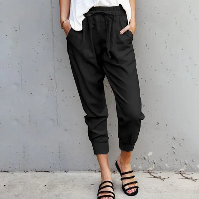 New Solid Color Simple Casual Women's Slim Slimming Pants Black - Shop at LoveMi