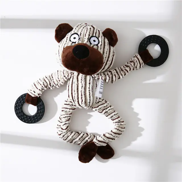 Pet Toy Donkey Shape Corduroy Chew Toy For Dogs Puppy Squeaker Squeaky Plush Bone Molar Dog Toy Pet Training Dog Bear - Shop at LoveMi