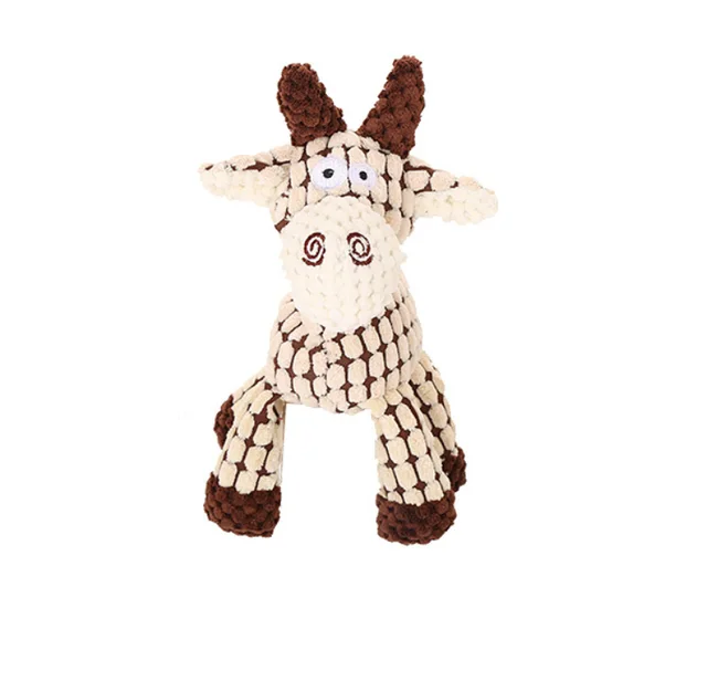 Pet Toy Donkey Shape Corduroy Chew Toy For Dogs Puppy Squeaker Squeaky Plush Bone Molar Dog Toy Pet Training Dog White - Shop at LoveMi