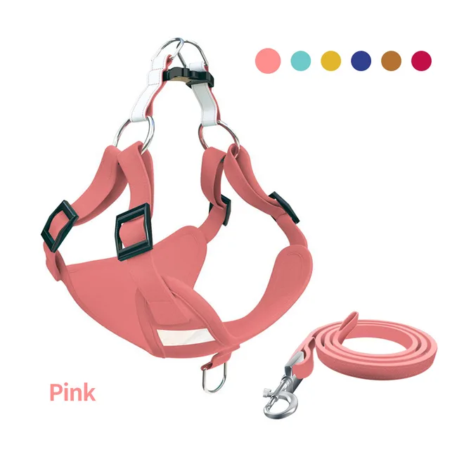 Dog Vest Type Traction Rope Chest Back Suit Reflective Dog Rope Suede Cat Chest Back Pink - Shop at LoveMi