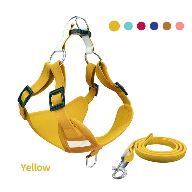 Dog Vest Type Traction Rope Chest Back Suit Reflective Dog Rope Suede Cat Chest Back Yellow - Shop at LoveMi