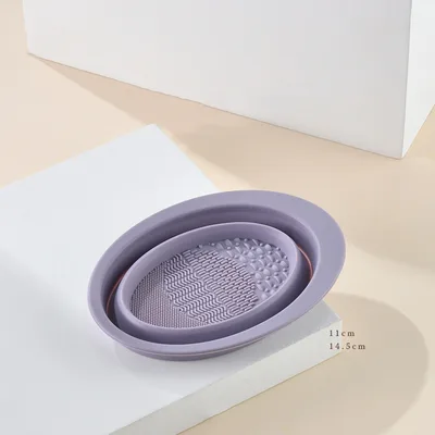 Scrubbing Plate Makeup Brush Cleaning Pad Makeup Brush Cleaning Bowl Light Purple - Shop at LoveMi