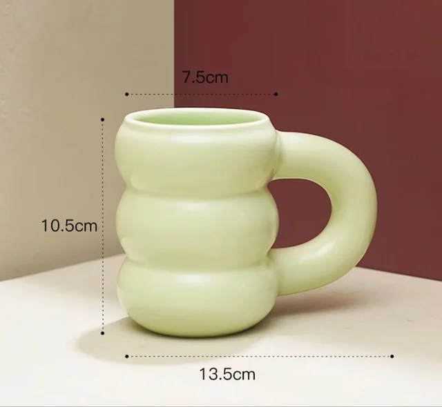 Net Red Water Cup Ceramic Mug Nordic Ins Wind Tire Mug Thick Handle High Value Mark Mug Home Light Green - Shop at LoveMi