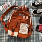 Schoolbag Female Japanese Harajuku Style Simple And Versatile Girl College Style Student Backpack Travel Backpack - Orange
