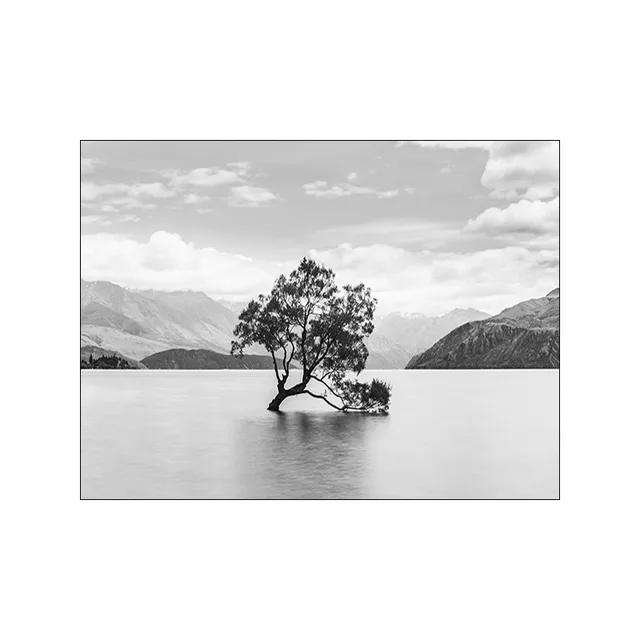 Poster Scandinavian Canvas Painting Lion Home Decor Nordic Print Black White Bird Tree Landscape - Shop at LoveMi