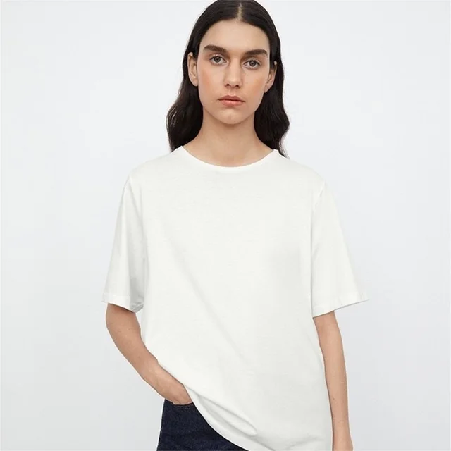 Oversized Twisted Solid Round Neck Short Sleeve T Shirt White - Shop at LoveMi