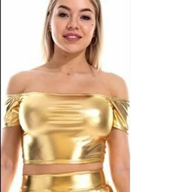 Fashionable And Simple One Shoulder Short Sleeves Gold - Shop at LoveMi