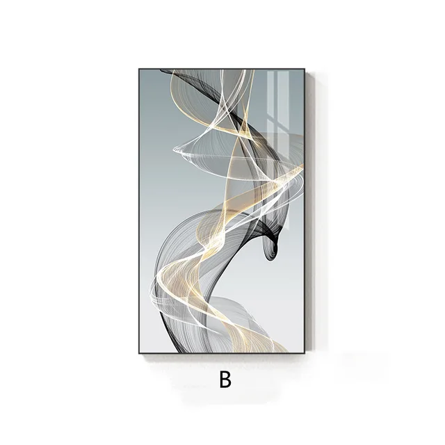 Postmodern Abstract Black Yellow Line Canvas Painting 2 Style - Shop at LoveMi