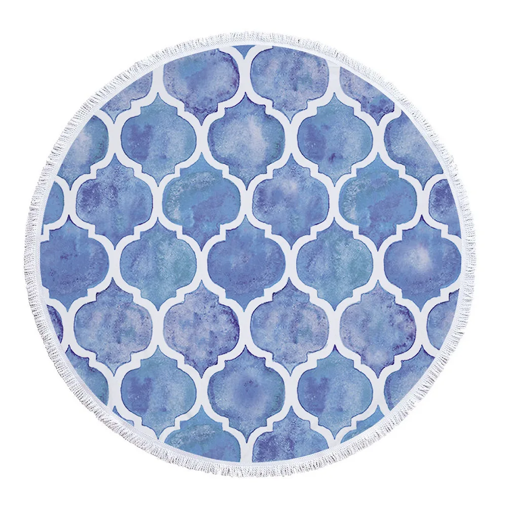 Export Off-The-Shelf Bath Towel, Microfiber Printing, Round Geometric Tortoise, Multifunctional Beach Towel, Logo Printing - 3 Color