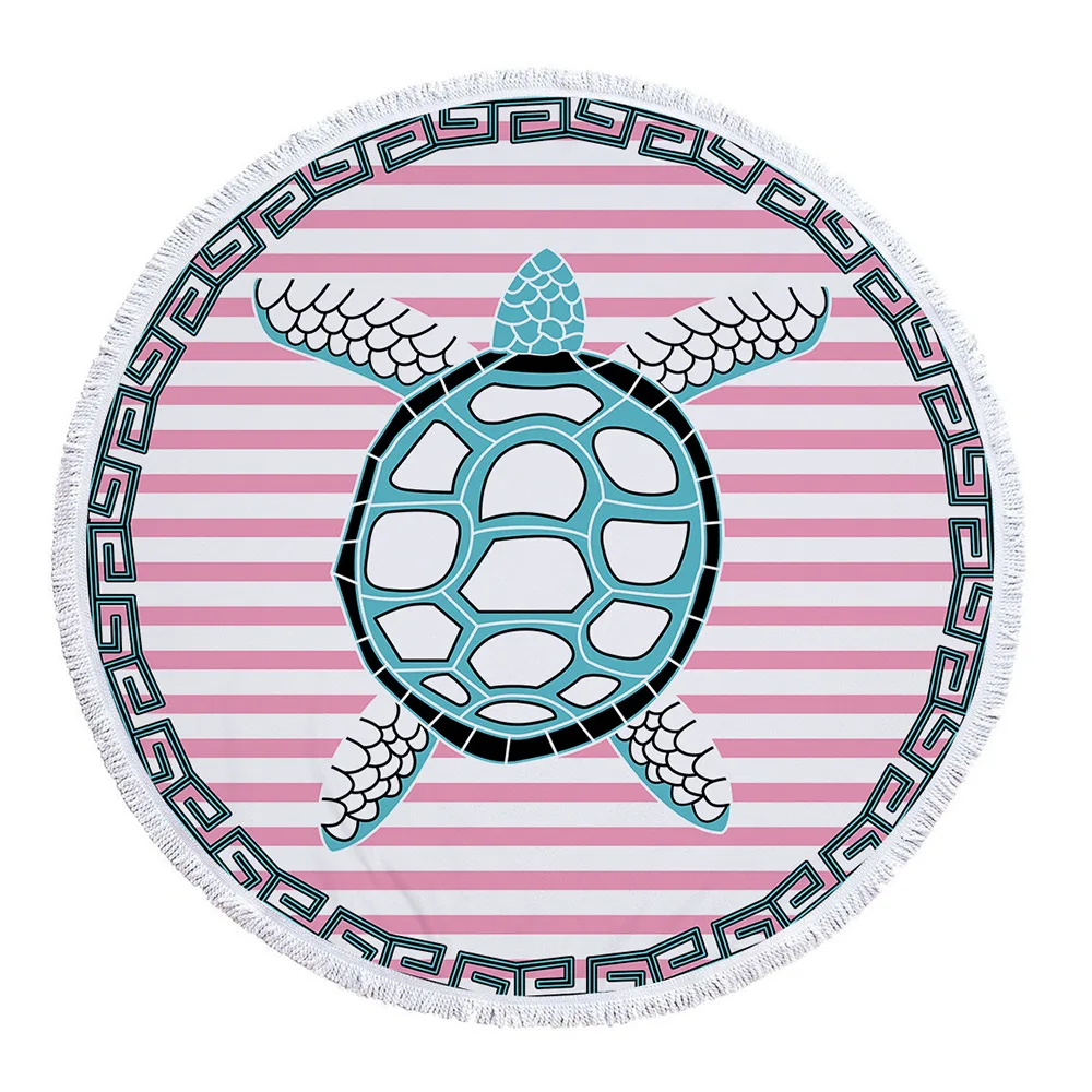 Export Off-The-Shelf Bath Towel, Microfiber Printing, Round Geometric Tortoise, Multifunctional Beach Towel, Logo Printing - 4 Color