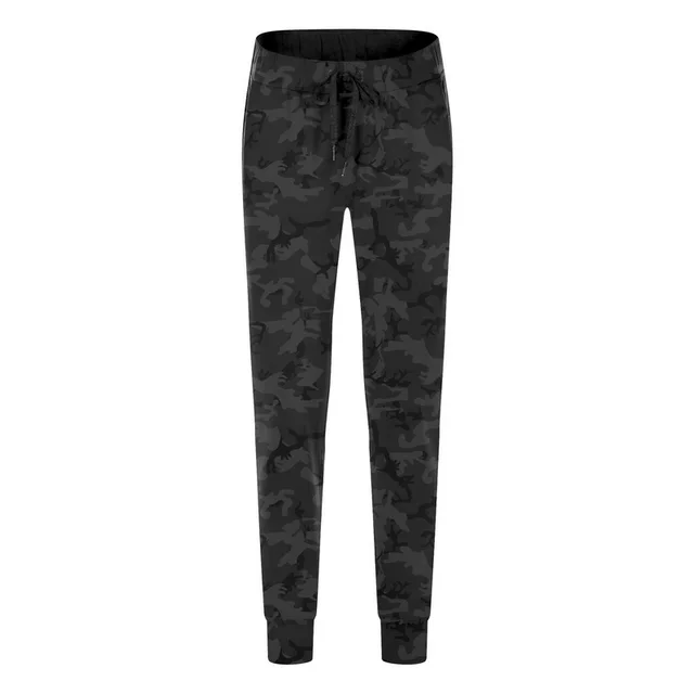 Elastic Waist Yoga Pants, Simple Straight Sports And Leisure Elastic Waist Nine Point Pants Women Black Camouflage - Shop at LoveMi