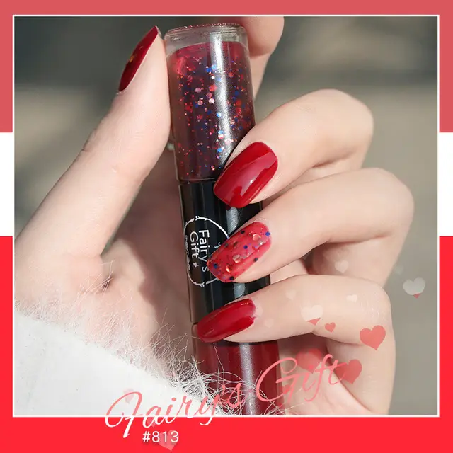 Nail Polish Set Two Color With Quick Drying Sequined Nail Polish Free Baking Non Peelable Transparent Nail Polish A813 - Shop at LoveMi