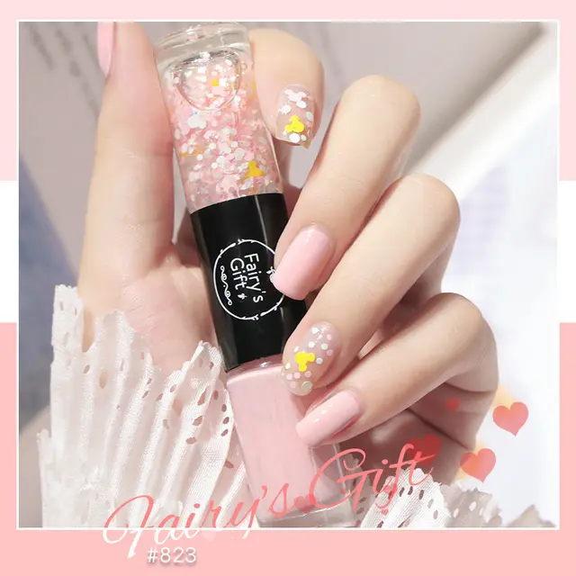 Nail Polish Set Two Color With Quick Drying Sequined Nail Polish Free Baking Non Peelable Transparent Nail Polish A823 - Shop at LoveMi