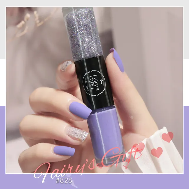 Nail Polish Set Two Color With Quick Drying Sequined Nail Polish Free Baking Non Peelable Transparent Nail Polish A828 - Shop at LoveMi