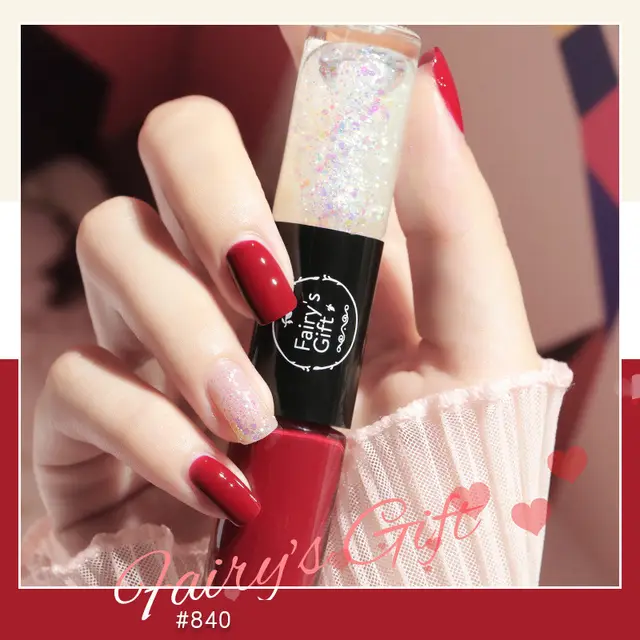 Nail Polish Set Two Color With Quick Drying Sequined Nail Polish Free Baking Non Peelable Transparent Nail Polish A840 - Shop at LoveMi