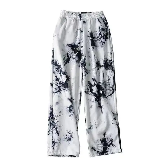 Women's Loose Wide Leg Pants Trousers High Waist Dyed White Black - Shop at LoveMi