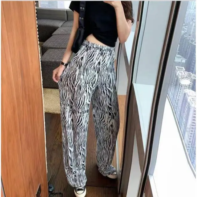 Women's Loose Wide Leg Pants Trousers High Waist Leopard Print - Shop at LoveMi