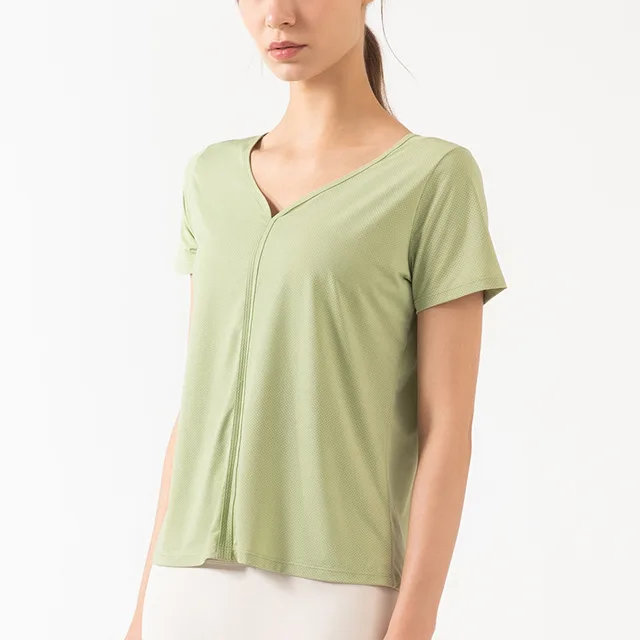 Both Sides Wear Short Sleeved Women'S Running Sports Breathable Fitness Dance Training Yoga Clothes T Shirt Women Green - Shop at LoveMi
