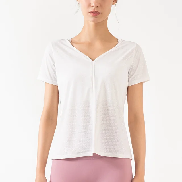Both Sides Wear Short Sleeved Women'S Running Sports Breathable Fitness Dance Training Yoga Clothes T Shirt Women White - Shop at LoveMi