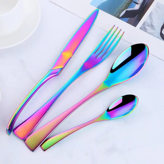 Four piece stainless steel cutlery Magic Color - Shop at LoveMi