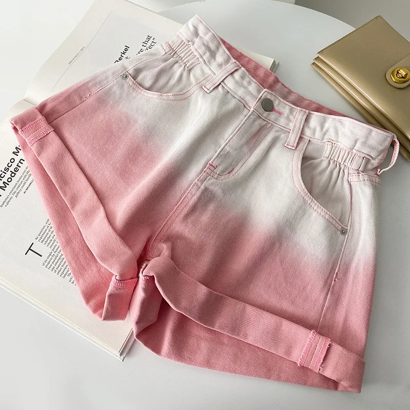High-waisted A-line Version Slim Trendy Gradient Trousers - Pink