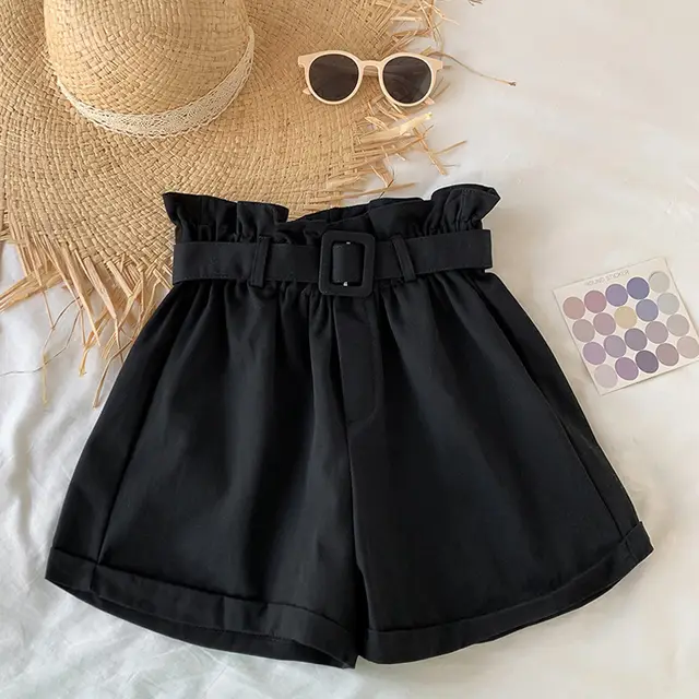 High Waist Slim Casual Shorts Black - Shop at LoveMi