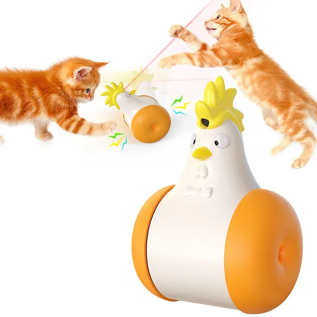 Funny Cat Toy New Product Electric Sounding Tumbler Hair Laser Chicken Funny Cat Toy Orange - Shop at LoveMi
