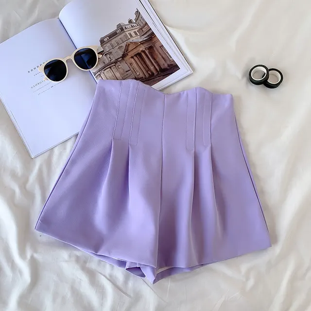 High waisted, Showy, Long legged, Casual Wide leg Shorts, Women's Loose A line Suit Pants Trendy Purple - Shop at LoveMi