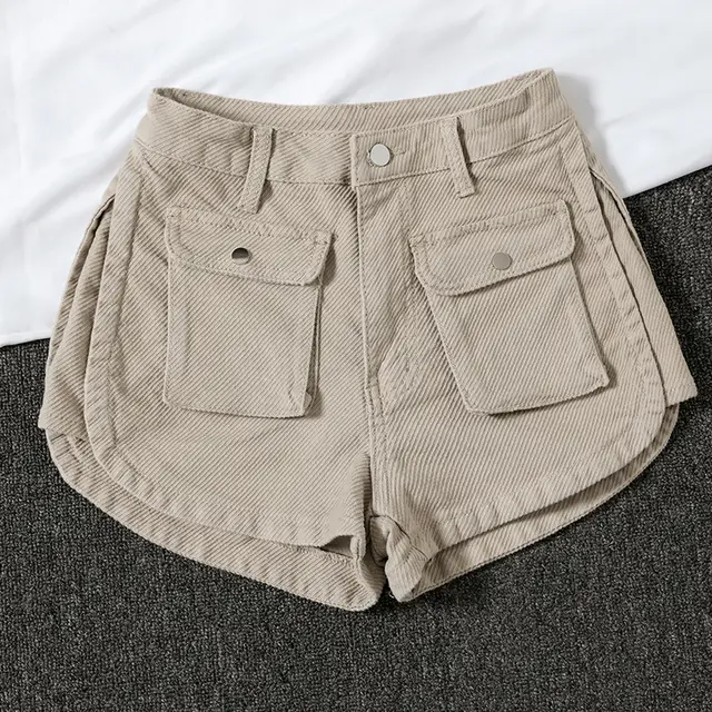 Korean Style High Waist Slim Wide Leg Loose Shorts Hot Pants Apricot - Shop at LoveMi