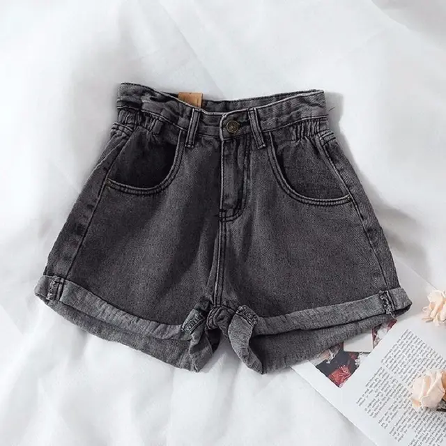 Women'S High Waist Loose Wide Leg Pants Denim Shorts Black - Shop at LoveMi