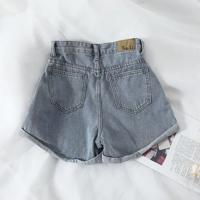 Women'S High Waist Loose Wide Leg Pants Denim Shorts Blue - Shop at LoveMi