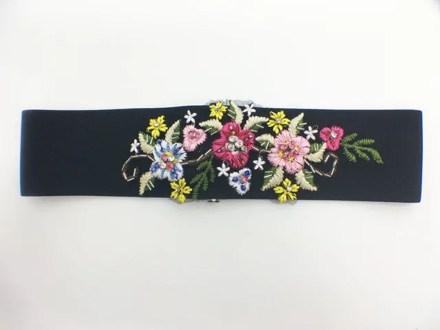 Embroidered Ladies Waist Flower Shaped Decorative Buckle All Match Single Loop Weaving 7Style - Shop at LoveMi