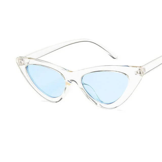 Retro Triangle Cat Eye Net Red Sunglasses Transparent Blue - Shop at LoveMi