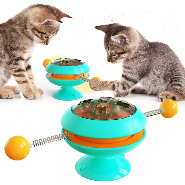 Rotatable Cat Toys Supplies With Catnip Interactive Training Toys For Cats Kitten Cat Accessories Pet Products Lake Blue - Shop at LoveMi