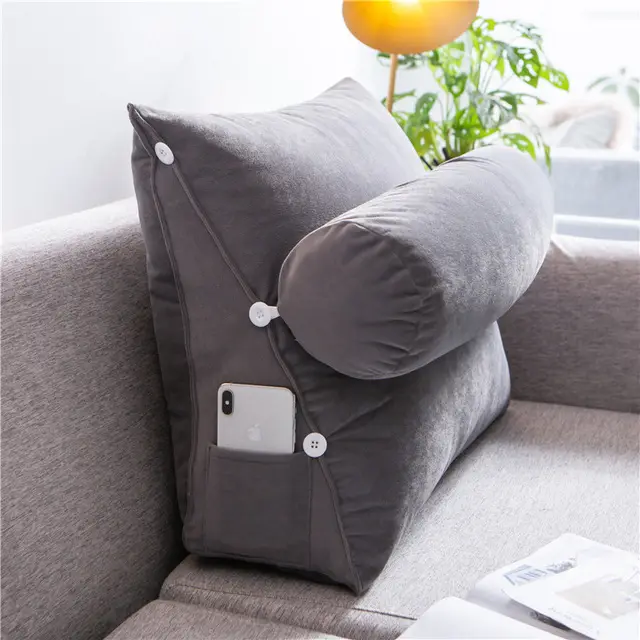Removable And Washable Triangle Cushion, Large Cushion, Soft Pack Waist Cushion Highgrade Grey - Shop at LoveMi