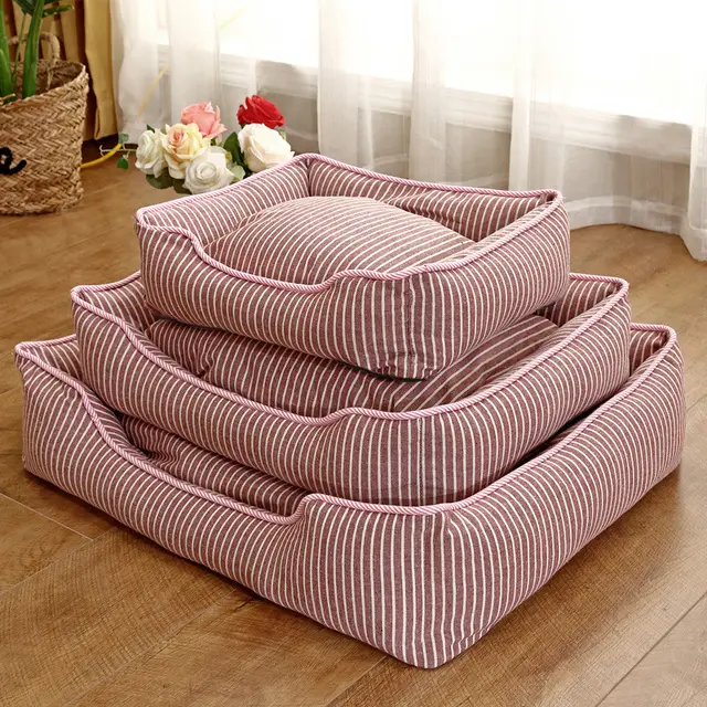 Four Seasons Available Cotton and Linen Striped Pet Nest Red - Shop at LoveMi