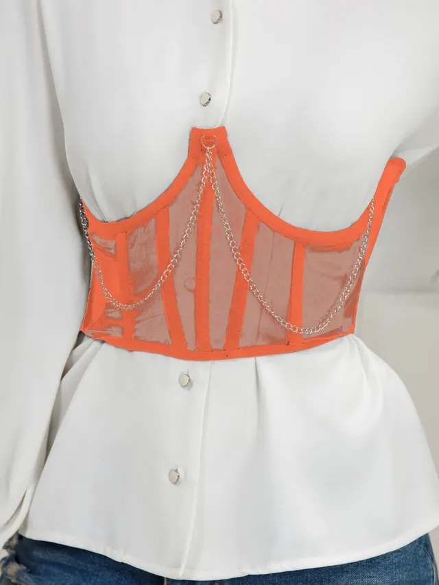 Women'S Chain Support Chest Corset Orange - Shop at LoveMi