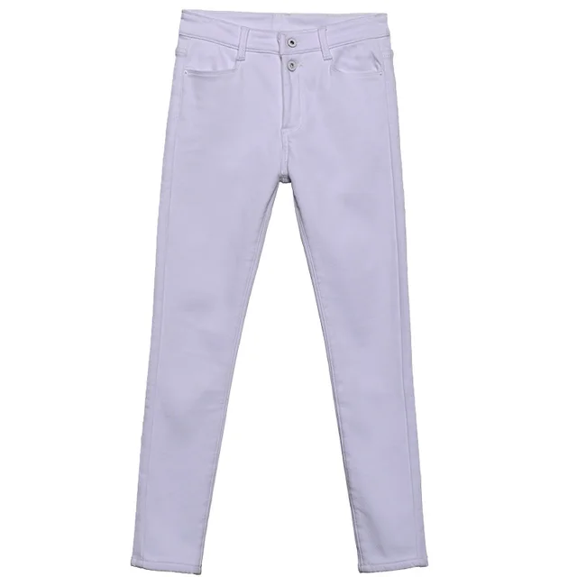 Women White Denim Jeans Pants Slim Female Girl Jean Trousers White - Shop at LoveMi