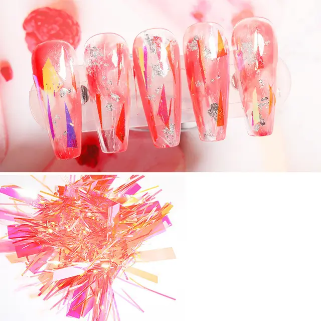 High Brightness Aurora Paper Mirror Symphony Cellophane Nail Art Accessories Phototherapy Nail Sticker Orange Cellophane - Shop at LoveMi
