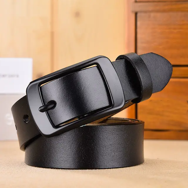 Women'S Belt Belt Female Korean Version Of Wild Ins Wind Cowhide Jeans Belt Female Students Black - Shop at LoveMi