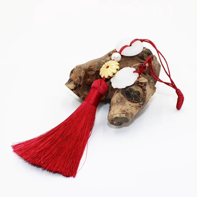 Cheongsam Hanfu Pressed Lapel Fringed Tassel Pendant Retro Button Wine Red - Shop at LoveMi