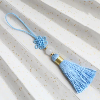 Sale Hand Woven Bookmark Tassel Small Tassel Horn Wood Comb Invitation Card Hanging Tassel Tassel Light Blue - Shop at LoveMi