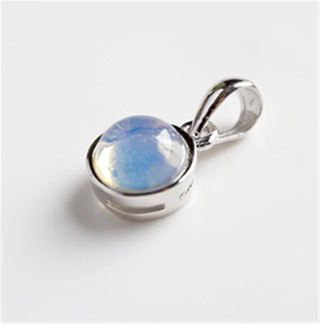 S925 Sterling Silver Customizable Labradorite Crystal Agate Geometric Gemstone Pendant Blue - Shop at LoveMi