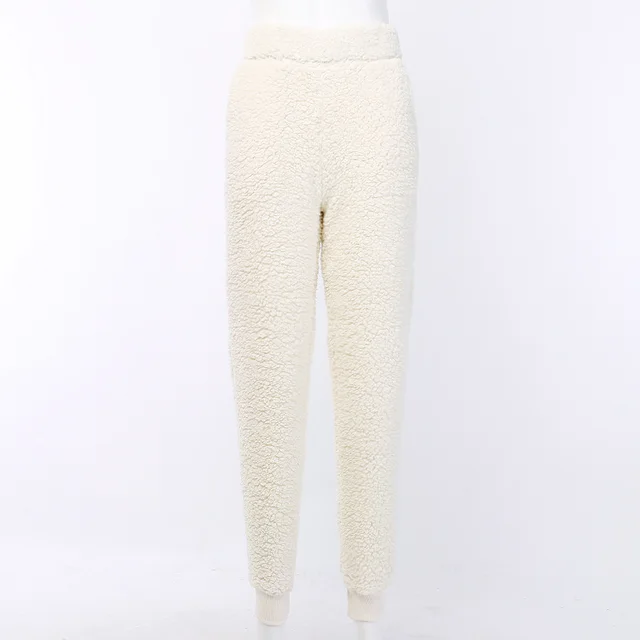 Autumn And Winter Solid Color Waist Pants Women Street Lamb Cashmere Sports Casual Pants Apricot - Shop at LoveMi