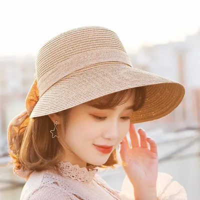 Sun Hat All match Korean Style Foldable Straw Hat Sun Hat Khaki - Shop at LoveMi