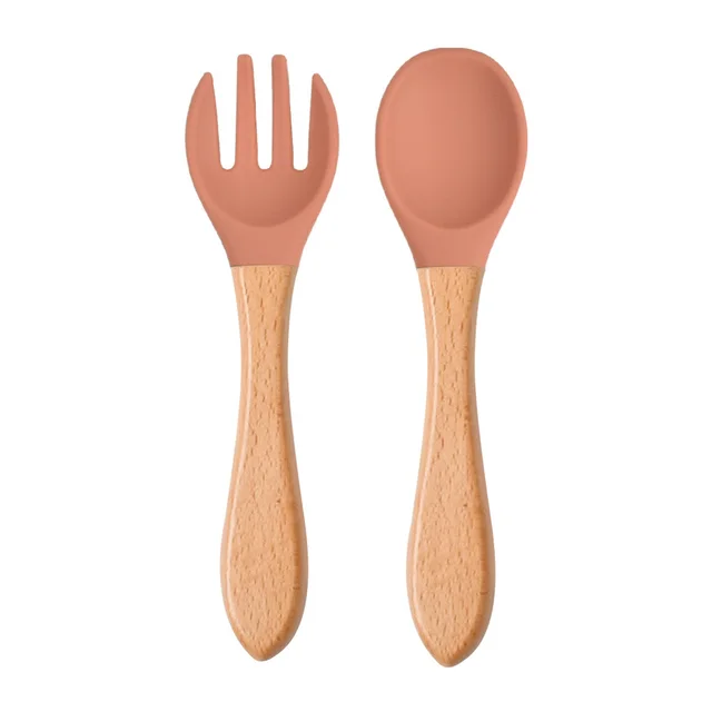 Natural 100 Food Grade Inventory Easy To Rinse Spoon Weaning Unbreakable Rubber Fork Dishwasher Safe Feeding Set Earth Red - Shop at LoveMi