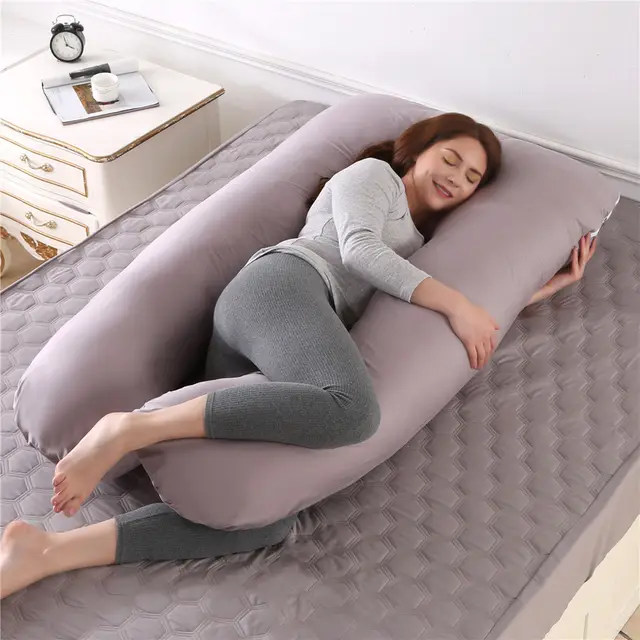 Sleeping Support Pillow For Pregnant Women U Shape Maternity Pillows Pregnancy Side Sleepers Cotton Grey - Shop at LoveMi
