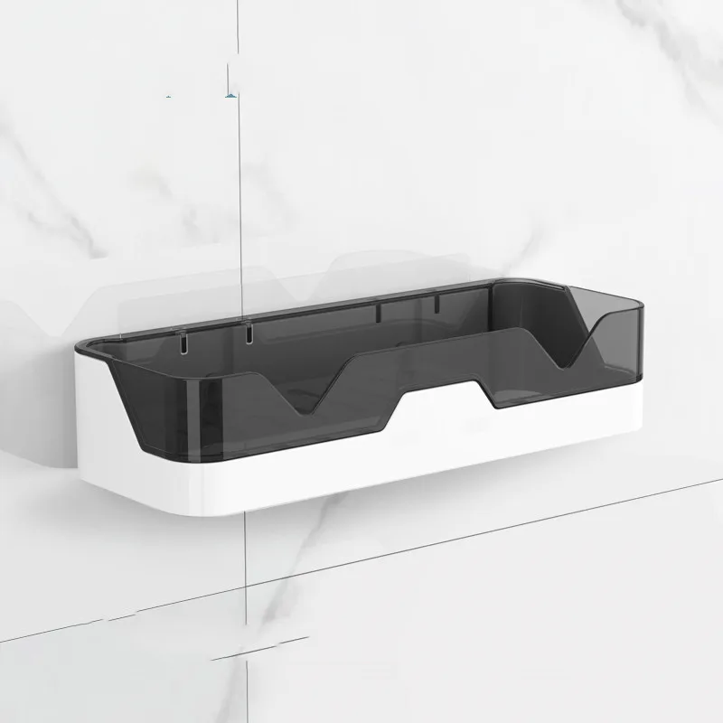 Toilet Rack Free Perforation Wall-Mounted Kitchen Bathroom Toilet Wall Toothbrush Cosmetic Storage - Grey